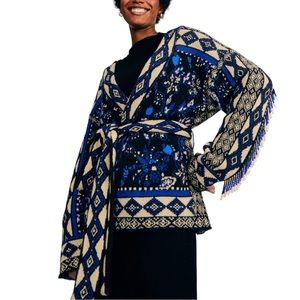 FARM RIO Black Macaw Forest Cardigan Sz XS (retails for $265)